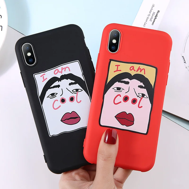 Ottwn Funny Pattern For iPhone 6 Case For iPhone XS Max 6s 7 8 Plus X XR 5 5s SE Silicon Soft Phone Case Letter Cool Back Cover