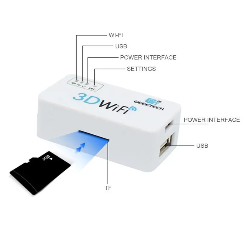 Geeetech комплектующие для 3d принтера аксессуары 3D WiFi модуль TF карта USB2.0 Поддержка беспроводной Wifi коробка для большинства популярных 3d принтеров Прямая поставка