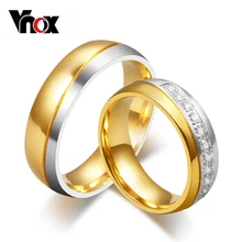 Vnox bague de mariage pour femmes/hommes couleur or amour Couple de fiançailles en acier inoxydable amoureux bijoux anniversaire cadeau taille américaine(China)