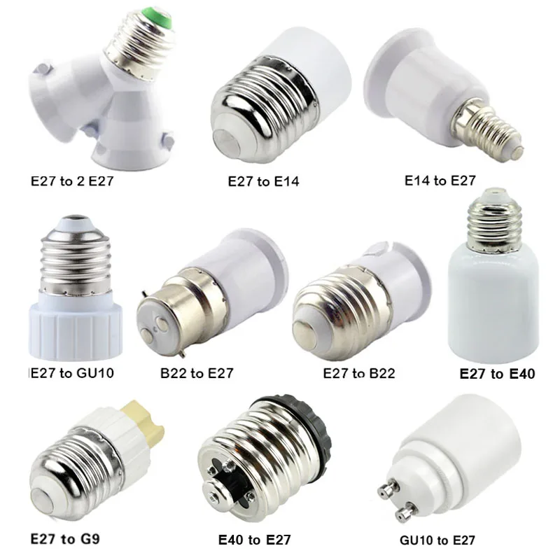 ES Light Bulb Socket to E14 E27 B22 MR16 GU10 G9 Lamp Adaptor Holder Converter 