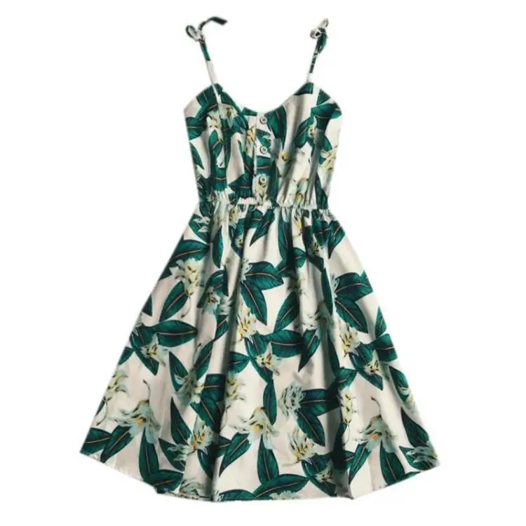 

2019 Summer women beach dress fruits print holiday dresses A-line Print Sundress