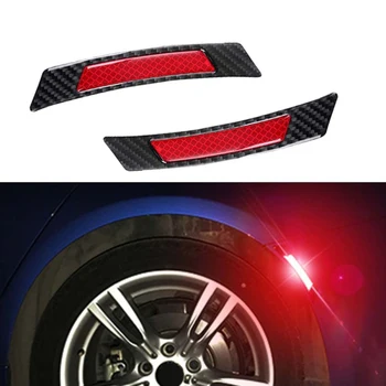 

2x Reflective Carbon Fiber Car Wheel Eyebrow Arch Trim Lips Side Marker Stickers