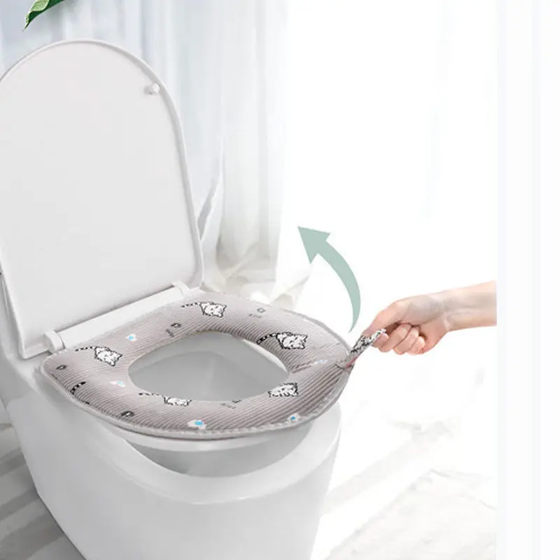 Brand Cute Cat Toilet Seat Cover Warm Cover Top Warmer Washable