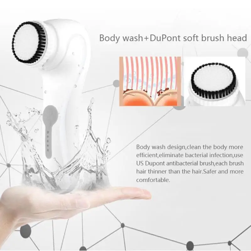 Kemei ultrasónico cara cepillo de limpieza cepillo masajeador eléctrico impermeable de la cara y el cuerpo limpieza de la piel CareFace cepillo de limpieza facial