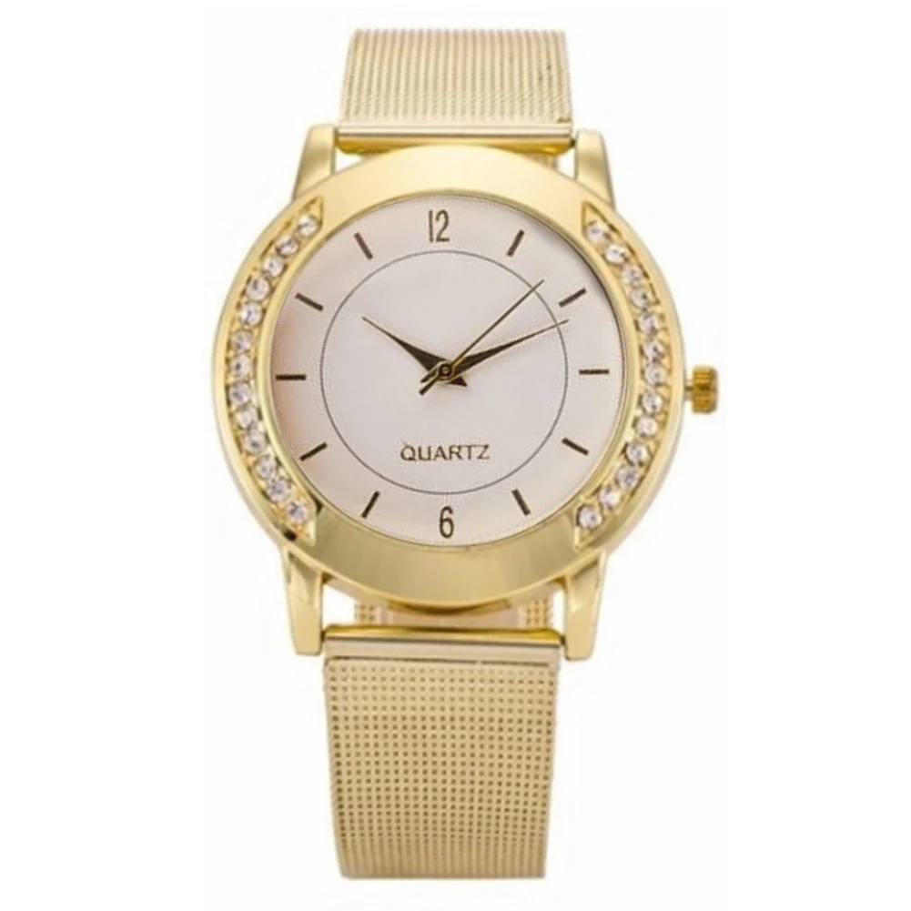 

Fashion Women Crystal Silver Stainless Steel Double Layer Quartz Wrist Watch