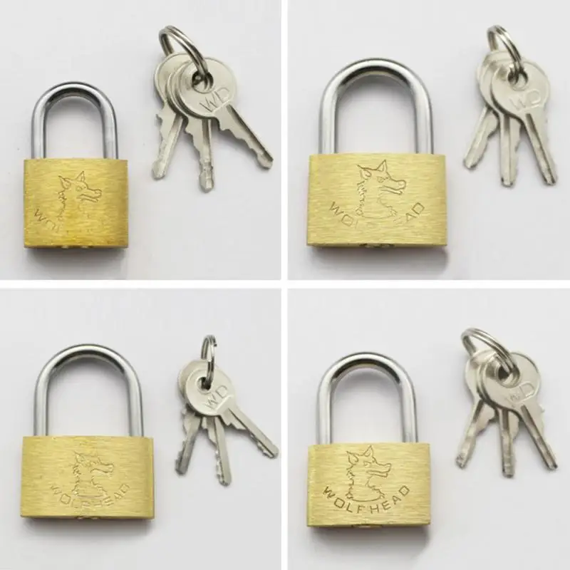

Dog Wolf Head Copper Padlock Brass Lock Travel Luggage Suitcase Gate Lock Anti Rust Lock Core Include 3 keys 20/25/30/40mm #20