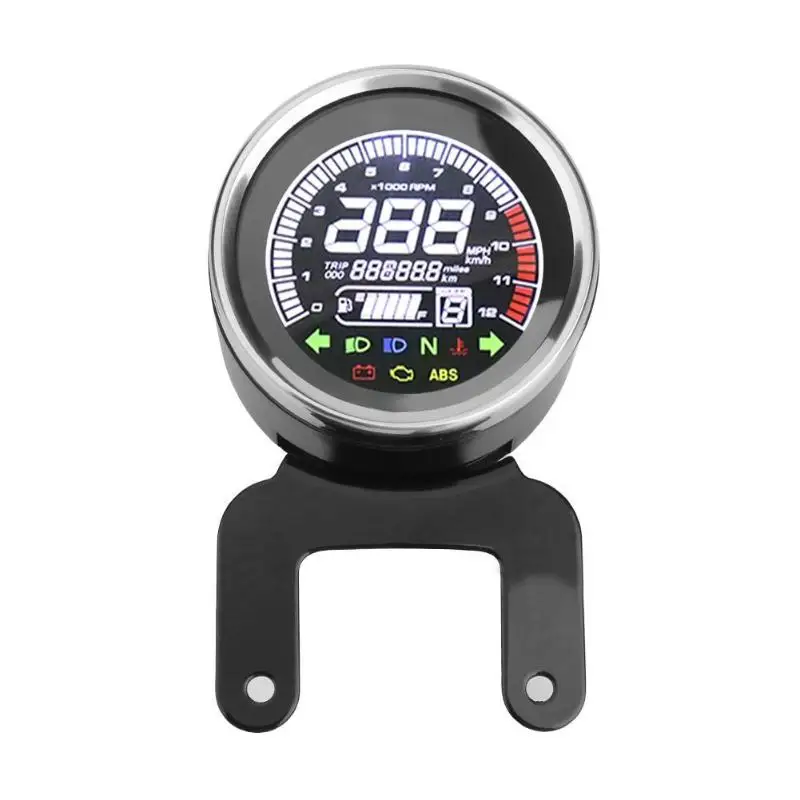 

12V Motorcycle LCD Digital Speedometer Tachometer Water Temp Fuel Gauge