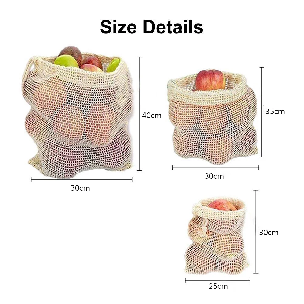  New-Reusable Produce Bags Natural Cotton Material Is Biodegradable Machine Washable & Dryer Friendl