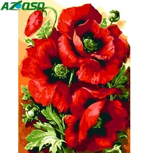 AZQSD Современная Краска по номерам краска красный пион цветок Сделай Сам Холст Картина Ручная Краска ed масляная краска ing украшение дома SZYH6298