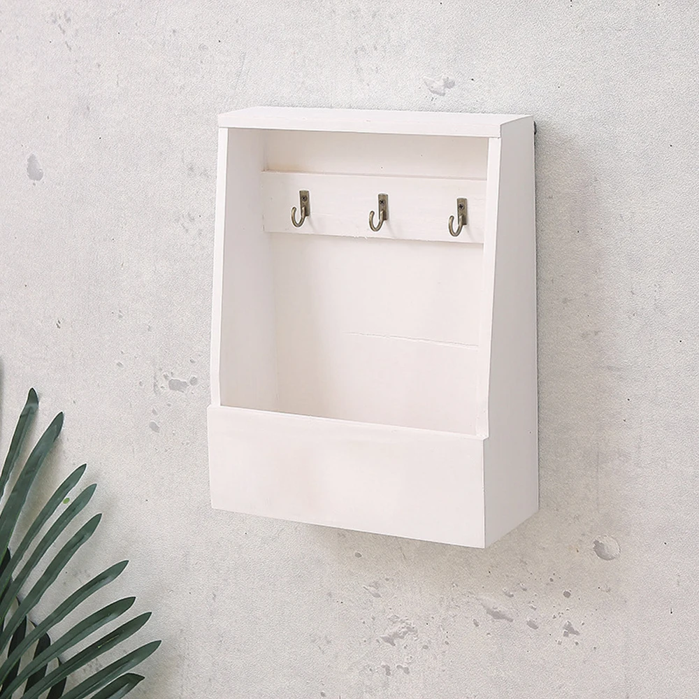 

Hanging Hook Keys Organizer Wooden Wall Mounted Keys Storage Simple Rack Shelf