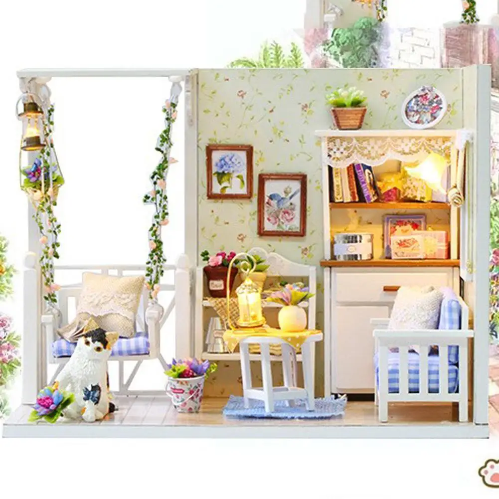 Ручной работы деревянный кукольный дом модель Кукольный домик пылезащитный чехол 3D Деревянный Рождественский подарок игрушки для детей котенок дневник