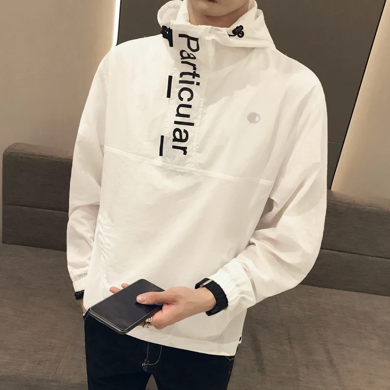 Pullover Sunscreen Clothing Summer Jackets Men Fashion 2019 Chaqueta Hombre Streetwear Bomber Jacket Hooded Print Outwear Coat