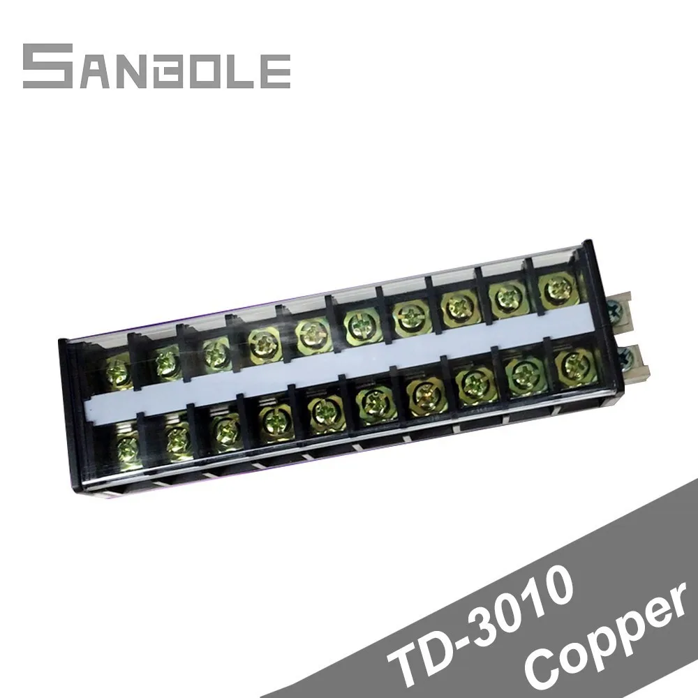 

30A 10P Terminal block TD-3010 Group Type DIN rail mounted Connection Dual Row Plug-in Unit Screws Copper 10 positions