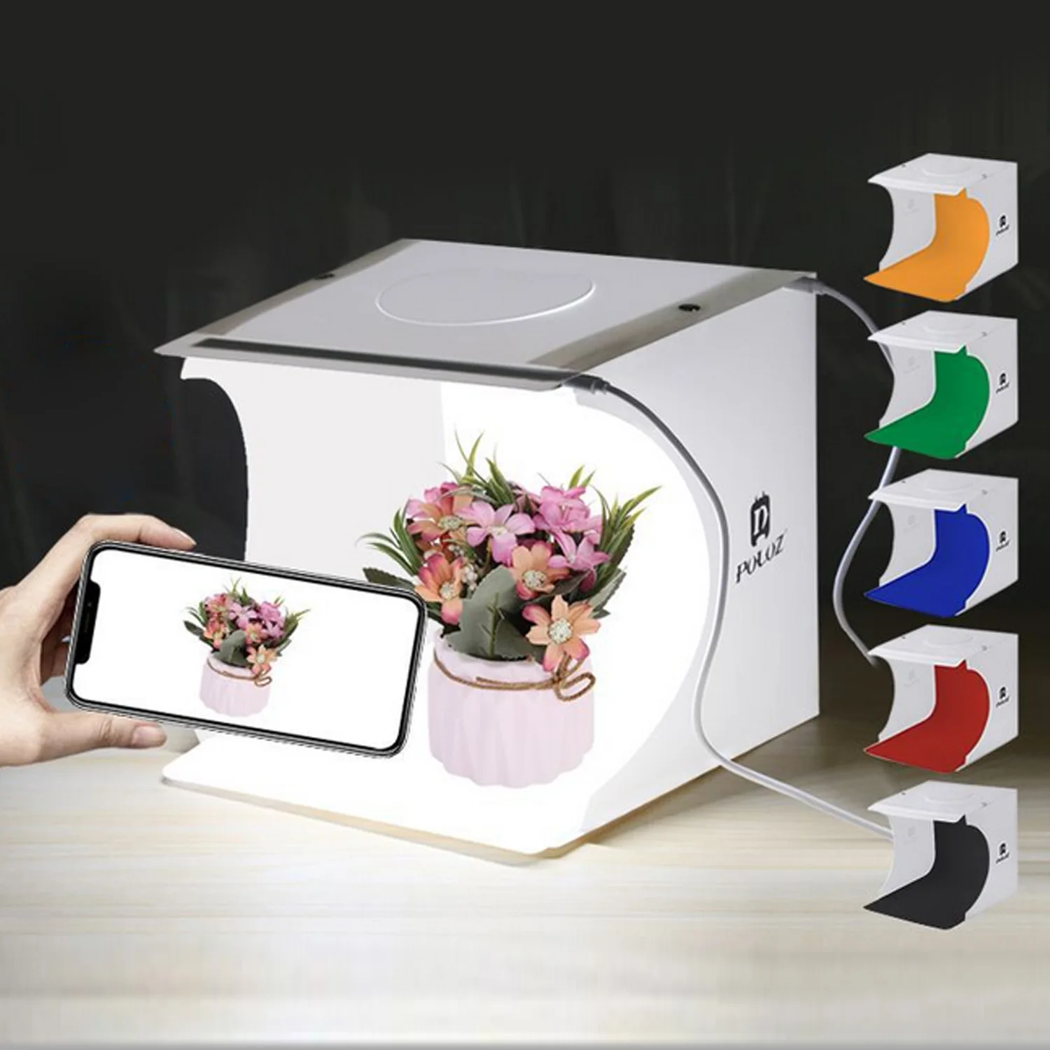 

Gosear 20x20cm Portable Foldable Softbox LED Photo Studio Shooting Photography Light Box Tent with USB Cable Backdrop Soft Box