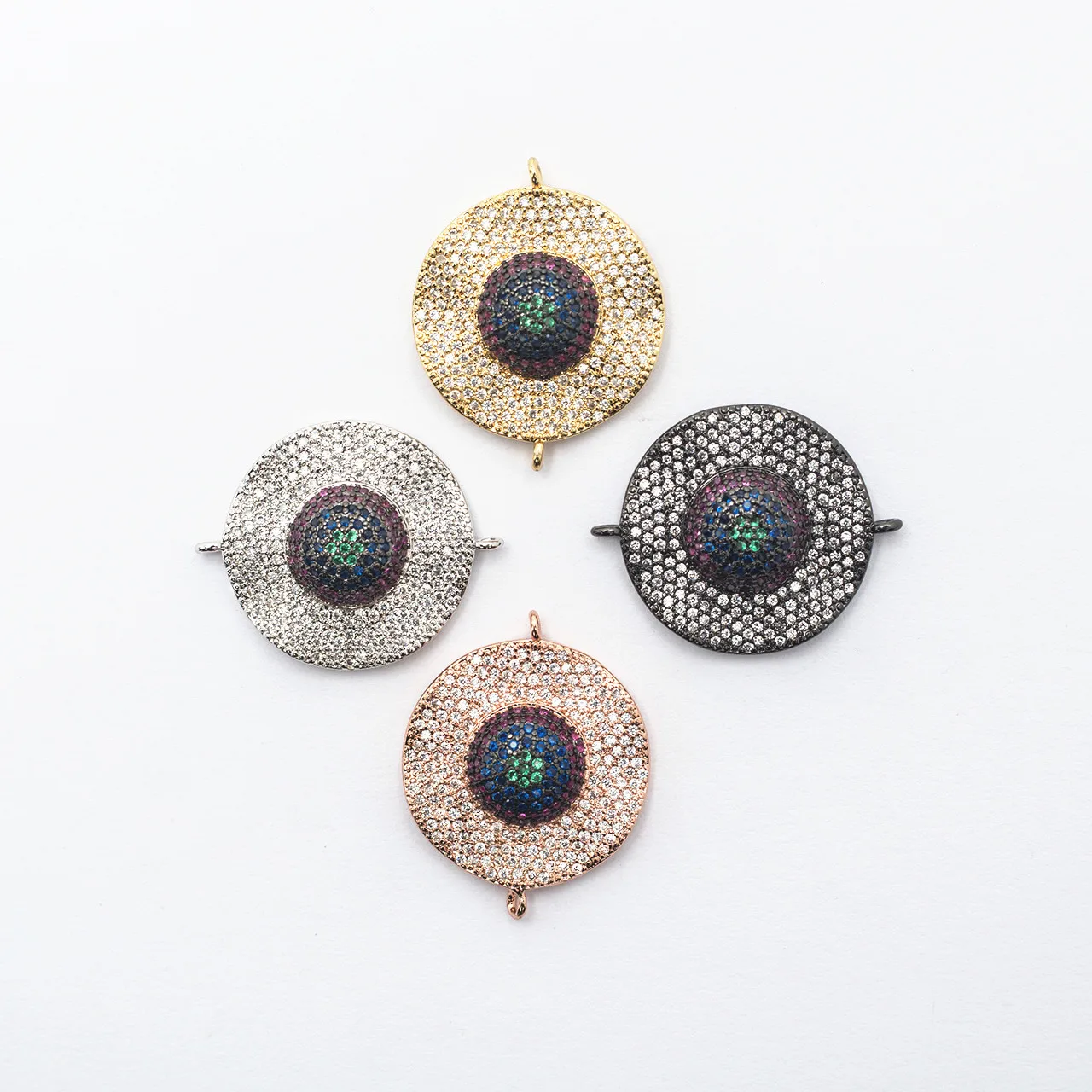 

Exquisite micro-set connector jewelry copper bracelet necklace earrings jewelry making charm connector zircon round