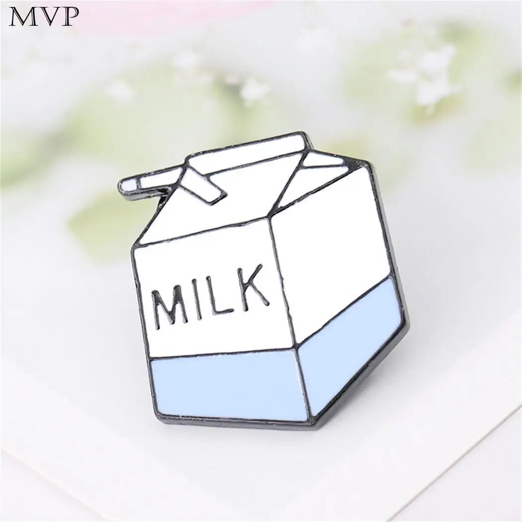 

Unisex Fashion Mini Cute Shape Snap Closure Milk Box Shape, Bottle Brooch Pin Green, Blue White