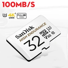 SanDisk – Carte mémoire micro sd, haute résistance, pour surveillance vidéo, capacité de 32 Go ou 64 Go, SDHC/SDXC, 40 mo/s, classe 10,