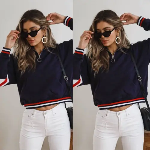 Hot Chic Stylish Women Hoodie Sweatshirt Zipper Long