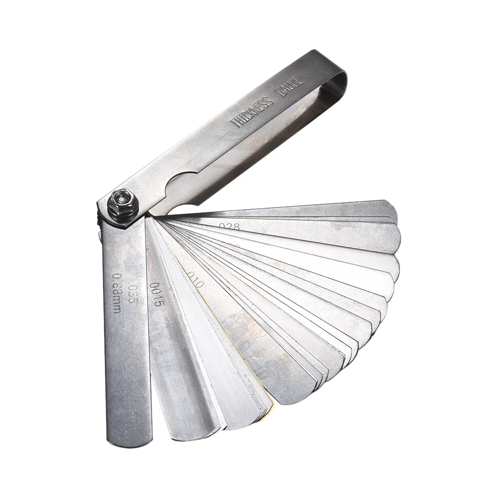 

Useful Guitar Feeler Gauge 32 Blades Stainless Steel Feeler Gauge Dual Marked Metric and Imperial Guitar Gap Measuring Tool