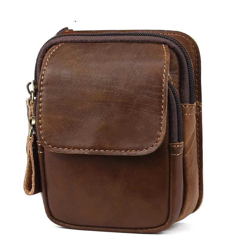  Men Genuine Leather Fanny Waist Bag Cell/Mobile Phone Pocket S713-40 Belt Bum Pouch Pack Vintage Hi