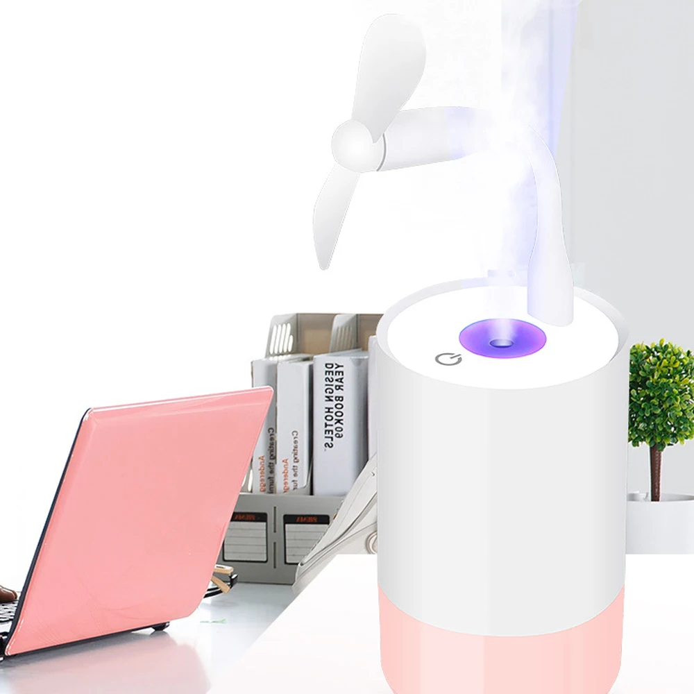 

Creative Air Humidifier with Mist Fan Led Night Light Ultrasonic Essential Oil Diffuser with a Fan for Home Office Car