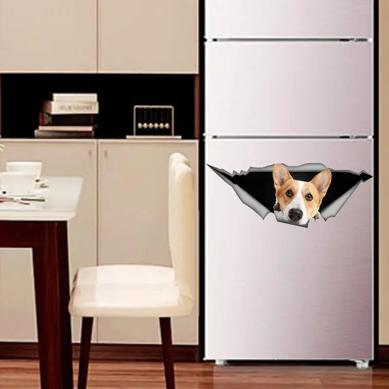 

3D Cute Dog Refrigerator Stickers Home Children's Car Stickers Free Removable Decorative Nurseries Bedroom Children's Rooms