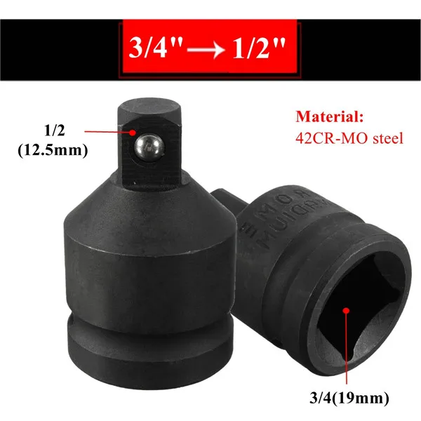 

1pcs 3/8 to 1/2 inch 3/4 to 1/2 inch Drive Socket Adapter Reducer Air Impact Heavy Ratchet Adaptor Converter 42CR-MO Steel