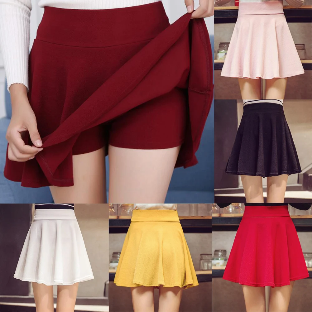 Женская летняя плиссированная юбка с высокой талией, элегантная школьная расклешенная короткая юбка трапециевидной формы размера плюс 3XL, Корейская мини-юбка для девочек