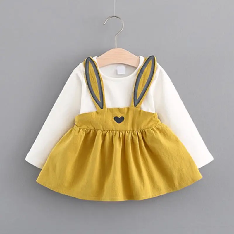 

Pudcoco Girl Clothes Cute Infant Kid Baby Girl Rabbit Party Dress Long Sleeve Overall Tutu Dresses Clothes