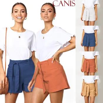 

Women Summer Casual High Waisted Solid Tie Short Mini Slim Shorts Hot