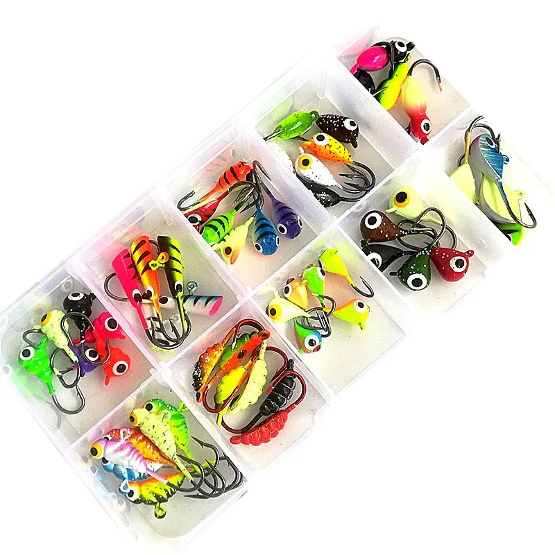 

54Pcs And Boxes Fishing Lure Winter Ice Fishing Hooks Hard Bait Pesca Tackle Isca Artificial Bait Crankbait Swimbait