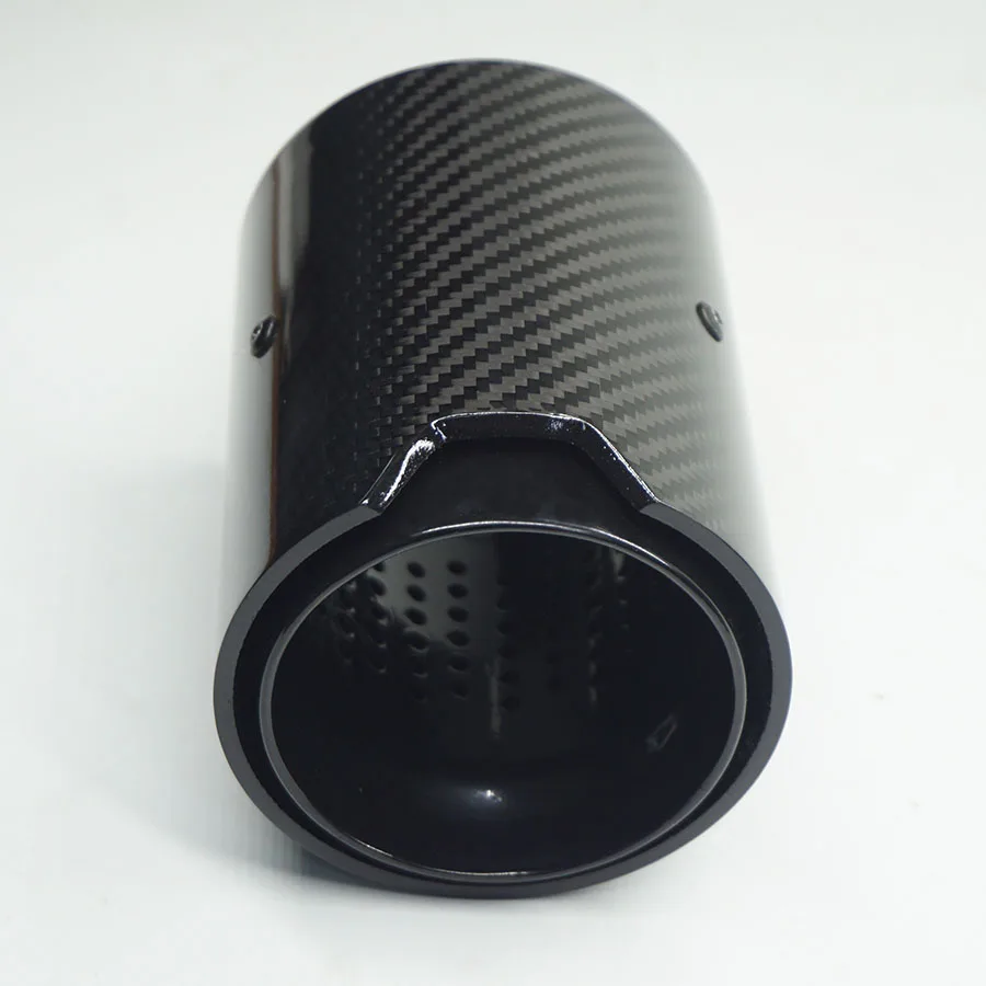 cheap Car Exhaust Tip Carbon Fiber 63MM INLET Glossy ALL Black Style For M Performance exhaust pipe M2 F87 M3 F80 M4 F82 F83 M5 F10