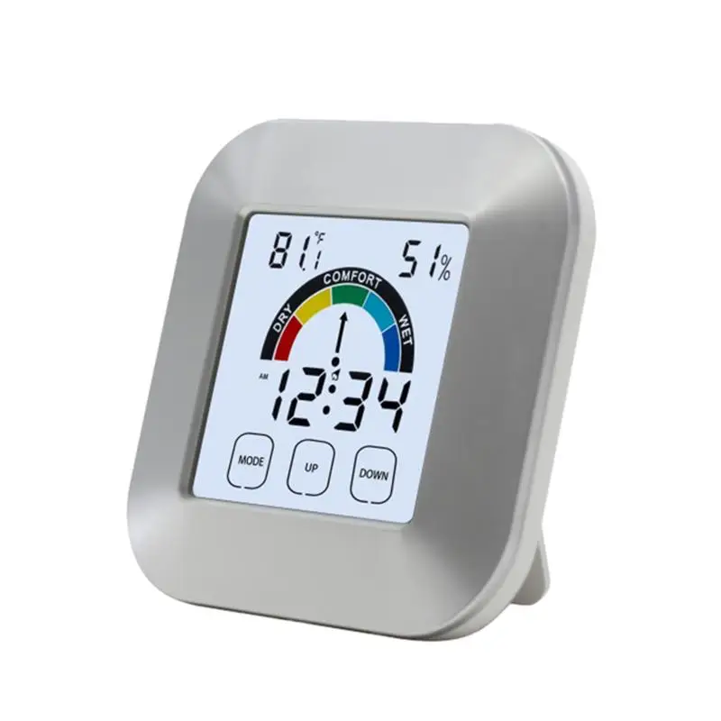 

Indoor Thermometer Humidity Monitor With Touchscreen Backlight Timer Smart Digital Hygrometer Temperature Gauge Meter With Clock