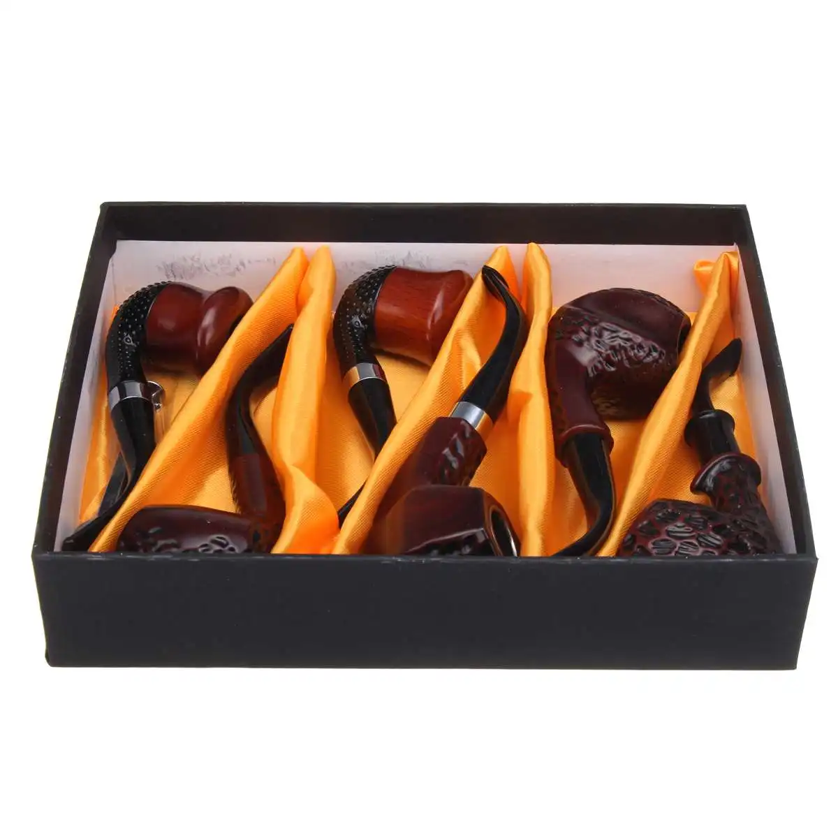 

6Pcs/Set Classic Style 16cm Wood Tobacco Smoking Pipes Best Gift for Grandfather Boy Friend Father's day