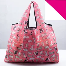 Цветная мультяшная оксфордская Складная перерабатываемая хозяйственная сумка, эко многоразовая хозяйственная сумка с принтом собаки, Цветочная фруктовая овощная продуктовая сумка