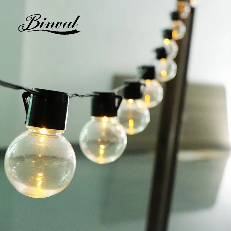 

Binval Solar String Lights 10/20leds Clear Ball Vintage Bulbs For Decorative Outdoor Hanging Street Fairy Garden Patio Garland