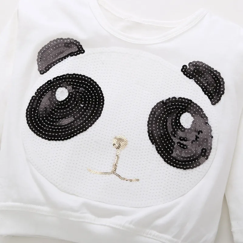Baby Girls Clothes Teenage Girls Clothing 2PCs Panda Sequins Tops +Striped Bow Pants Winter Cloth Roupas Infantis Outfits Baby Girls Clothes Teenage Girls Clothing 2PCs Panda Sequins Tops +Striped Bow Pants Winter Cloth Roupas Infantis Outfits