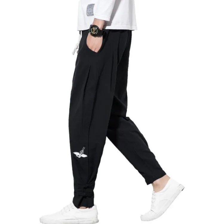 4558 Весна 2019 китайский стиль Хлопок Льняные шаровары брюки для девочек для мужчин плюс размеры 5XL Вышивка кран повседневное Винтаж Лен