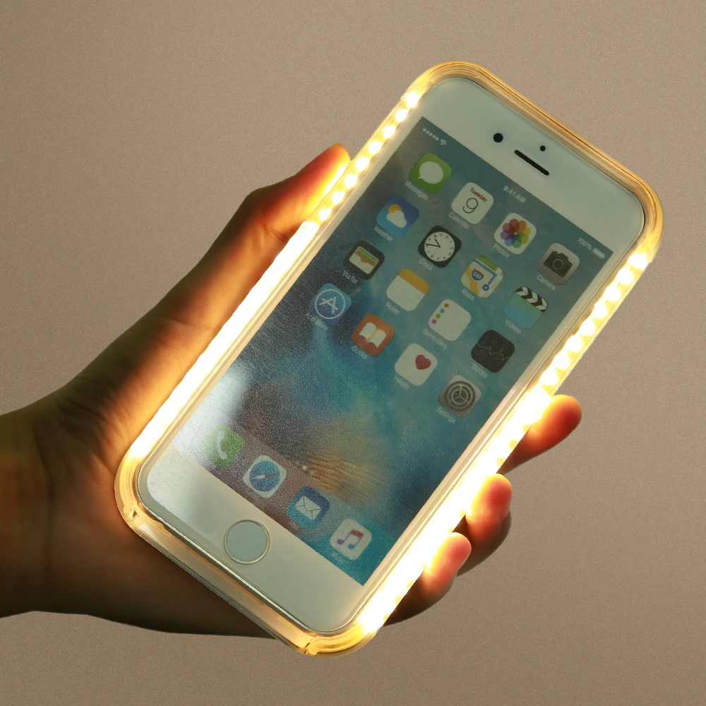 KISSCASE чехлы со светодиодной подсветкой для iPhone 7 8 X XS Max XR Роскошный чехол селфи 6 6s