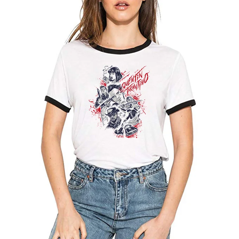 

Quentin Tarantino Women T-Shirt High Quality Fashion Cotton Short Sleeve Casual Pulp Fiction Print T Shirt Crewneck TShirts