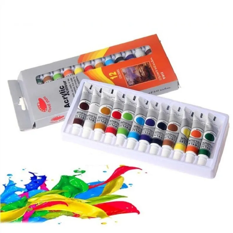 

12 Colors/lot Watercolor Oil Acrylic Painting Drawing Brush Set Art Supplies Artistic Pigment Graffiti Paints Brushes 03175