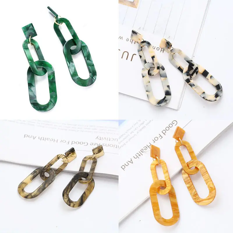 

New style 1Pair Geometric Acrylic Retro Long Drop Dangle Earrings Women Statement Jewelry Sweet fashion gift grace temperament