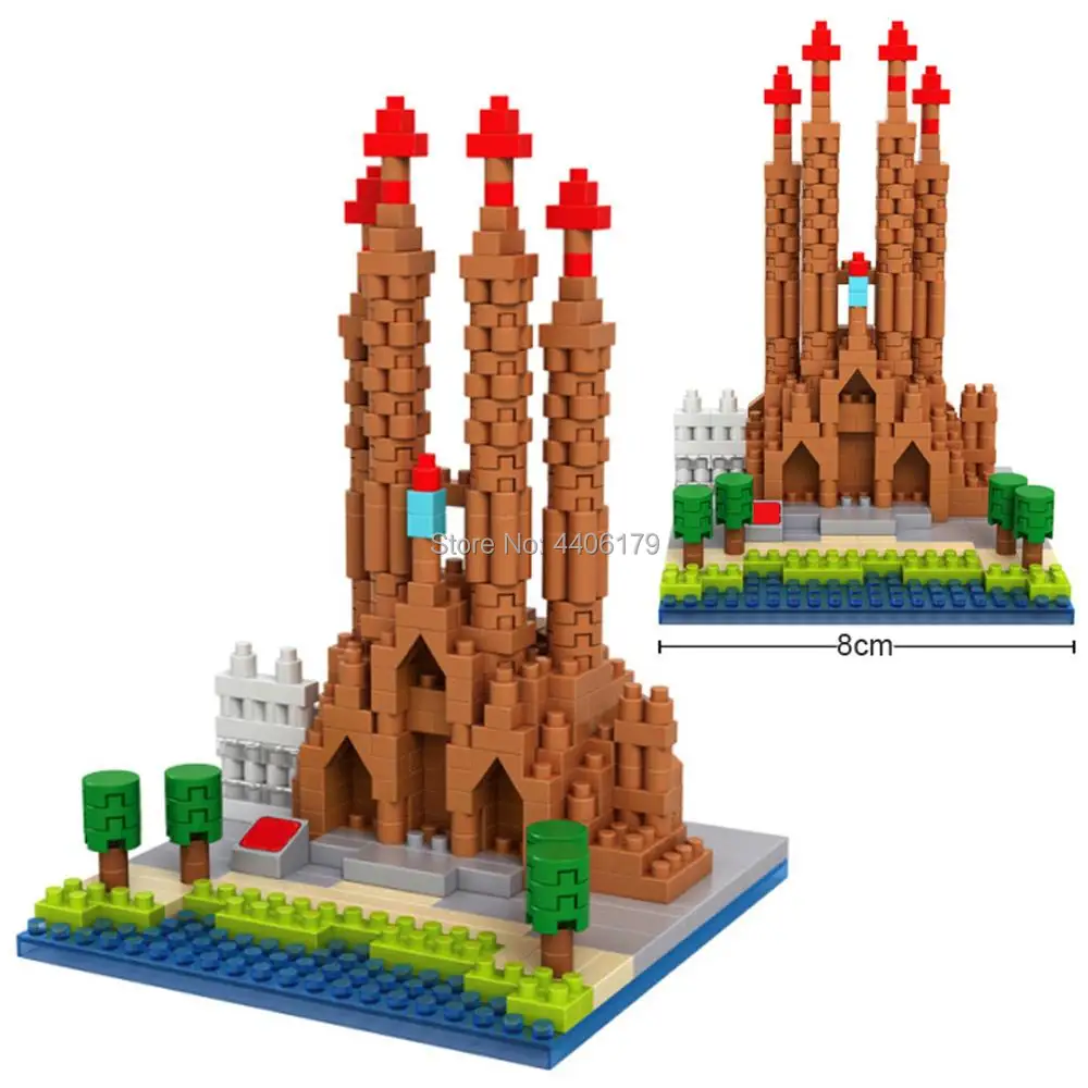 

hot LegoINGlys creators city Street view Catholicism Sagrada Familia Spain micro diamond building blocks model bricks toys gift