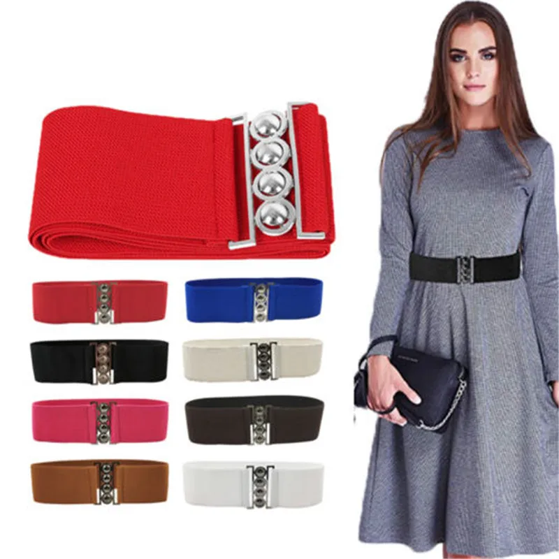 

Hot Sell Women Wide Waist Waistband Belt Corset Elastic Waspie Europe Waist Belt Super-Self-Cultivation Solid Stretch Belts