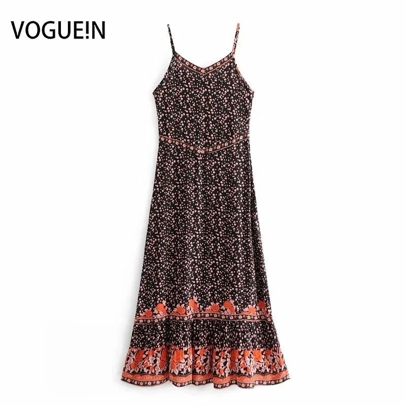 Женское платье макси VOGUEIN винтажное без рукавов с треугольным вырезом и
