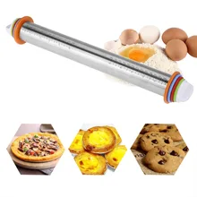 17 дюймов регулируемые Вертлюги Из Нержавеющей Стали Штифт тесто ролик с 4 съемными регулируемыми толстыми кольцами кондитерский инструмент