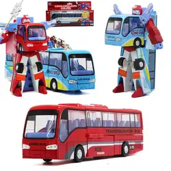 Новый сплав робот трансформация автомобиля игрушки сплав деформация P olice робот игрушечный автобус для детей детский день рождения