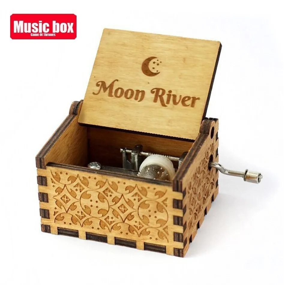 Manivela de mano La vida En rosa caja de música de madera Juego de tronos Star Wars Eres mi sol Luna río navidad regalo de cumpleaños