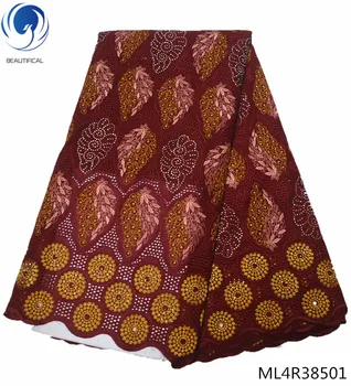 

BEAUTIFICAL lace cotton fabric african lace material voile lace swiss african fabric 5 yards/piece for party garment ML4R385