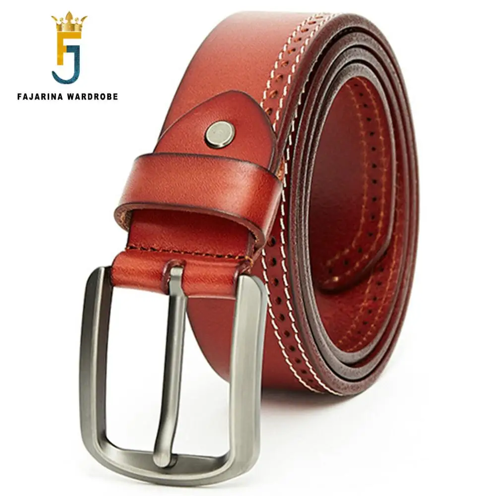

FAJARINA Mens Unique Design Retro Styles Pin Buckle Men Quality Cowhide Leather Belts Vintage Accessories Belt for Jeans FJ18033
